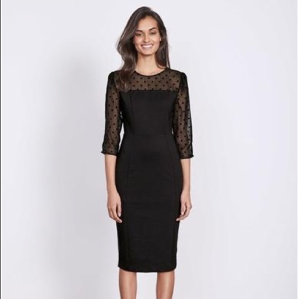 Boden Black Lace insert dress